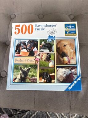 Ravensburger Dogs Enjoying Ice Cream Puzzle (White, Blue, Orange)